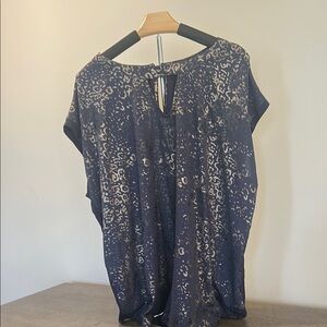 Papermoon Navy Leopard Print Keyhole Top